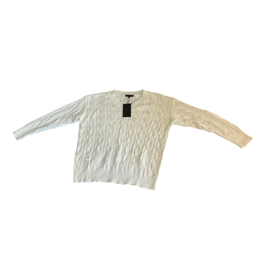 Ava And Ever Cambridge V Neck Knit Women S Cream Cable Knit Cotton Sweater